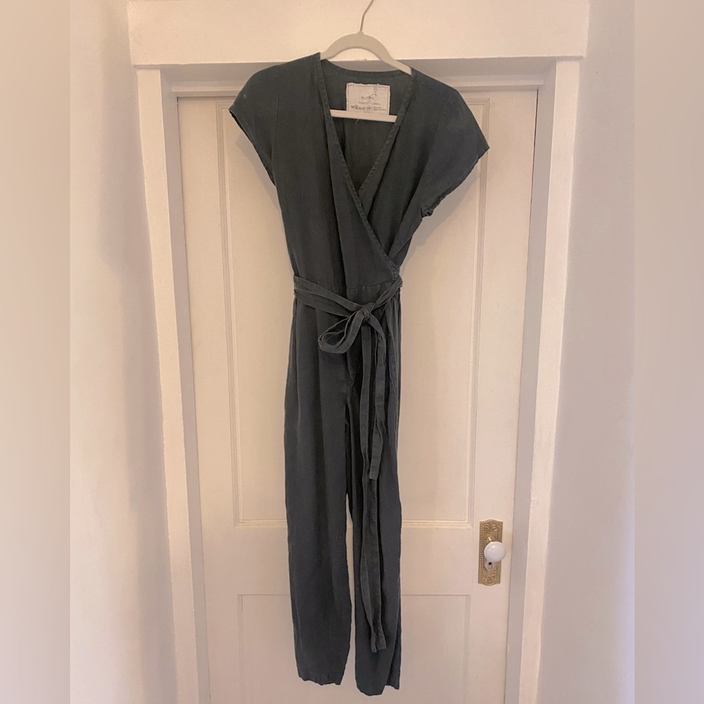 Navy Linen Jumpsuit